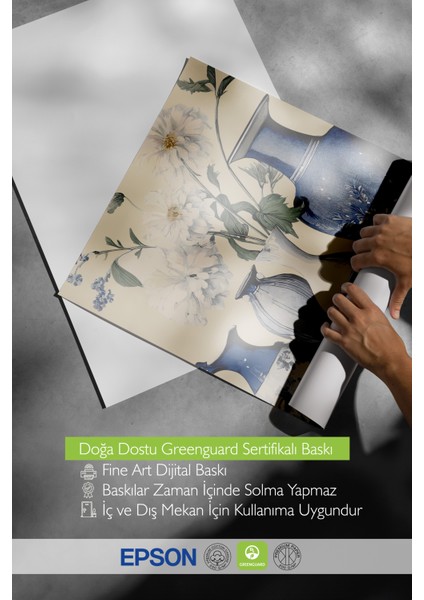 Siyah Çerçeveli Tablo, Mavi Beyaz Vazo Koleksiyonu – Klasik Stil, Salon Dekoru Poster No: 113205