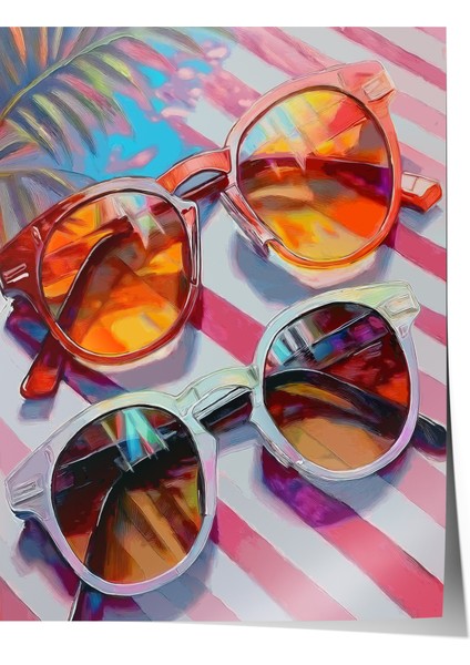 Çerçevesiz Poster, Güneş Gözlüğü Yansımaları – Yaz Havası, Genç Odası Dekoru Poster No: 112903