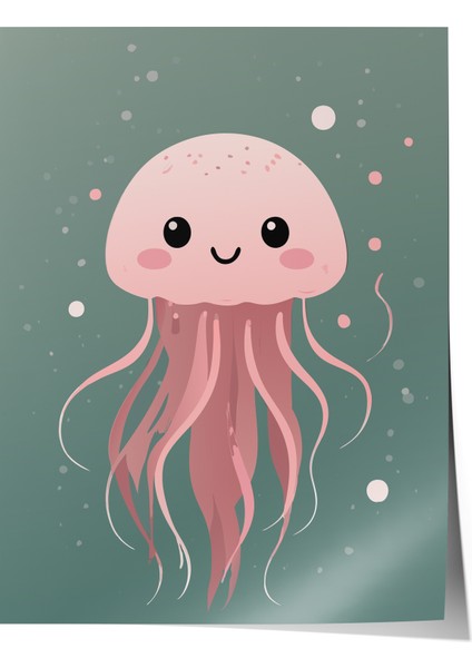 Çerçevesiz Poster, Sevimli Denizanası, Çocuk Odası Dekoru Poster No: 112444