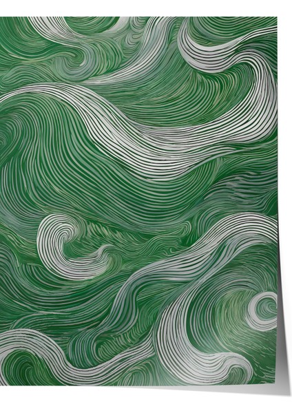Çerçevesiz Poster, Yeşil Dalga Deseni, Çalışma Odası Dekoru Poster No: 112385