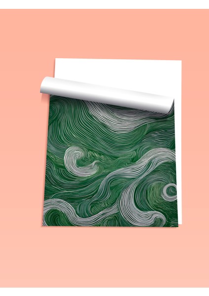 Çerçevesiz Poster, Yeşil Dalga Deseni, Çalışma Odası Dekoru Poster No: 112385 fiyatları