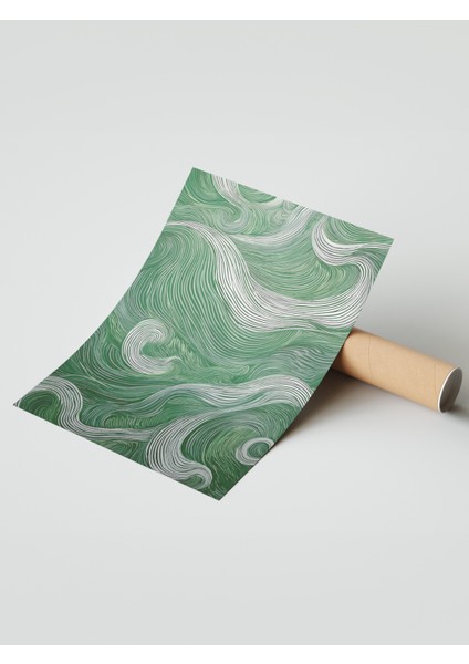 Çerçevesiz Poster, Yeşil Dalga Deseni, Çalışma Odası Dekoru Poster No: 112385 modelleri