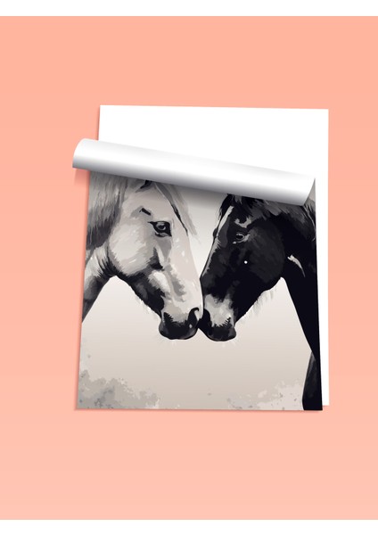 Çerçevesiz Poster, At Sevgisi – Siyah Beyaz Sanat, Salon Dekoru Poster No: 112564 fiyatları