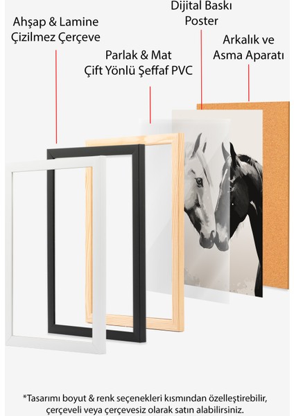 Çerçevesiz Poster, At Sevgisi – Siyah Beyaz Sanat, Salon Dekoru Poster No: 112564 indirimleri