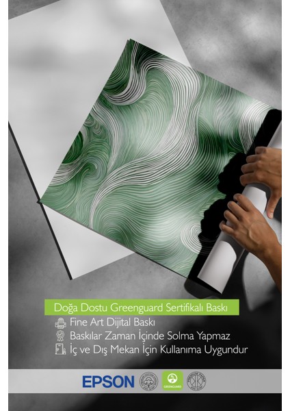 Çerçevesiz Poster, Yeşil Dalga Deseni, Çalışma Odası Dekoru Poster No: 112385