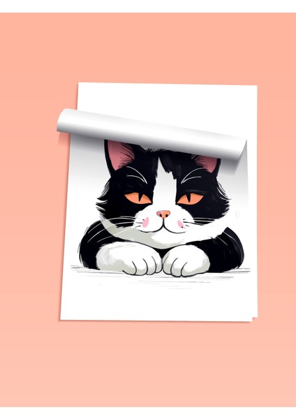 Çerçevesiz Poster, Siyah Beyaz Tuxedo Kedi, Genç Odası Dekoru Poster No: 112477 fiyatları