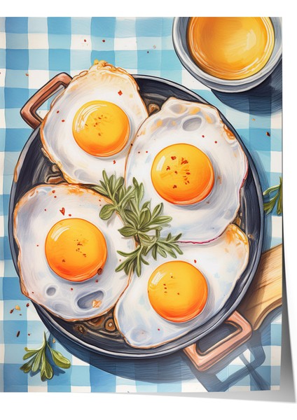 Çerçevesiz Poster, Kahvaltı Sofrası – Neşeli Tasarım, Mutfak Dekoru Poster No: 113050