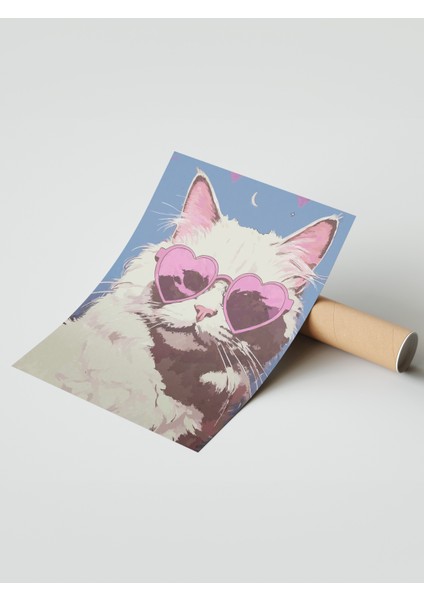 Çerçevesiz Poster, Gözlüklü Kedi – Eğlenceli Stil, Genç Odası Dekoru Poster No: 112702 modelleri