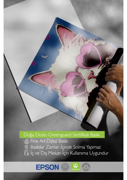 Çerçevesiz Poster, Gözlüklü Kedi – Eğlenceli Stil, Genç Odası Dekoru Poster No: 112702