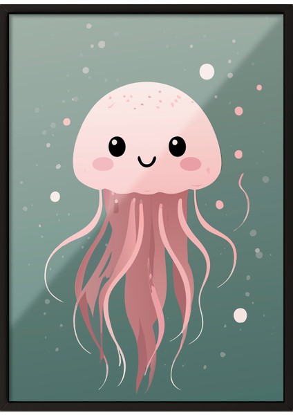 Siyah Çerçeveli Tablo, Sevimli Denizanası, Çocuk Odası Dekoru Poster No: 112444