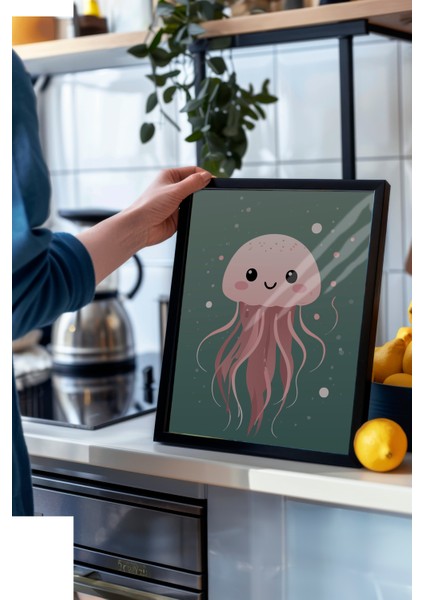 Siyah Çerçeveli Tablo, Sevimli Denizanası, Çocuk Odası Dekoru Poster No: 112444 modelleri