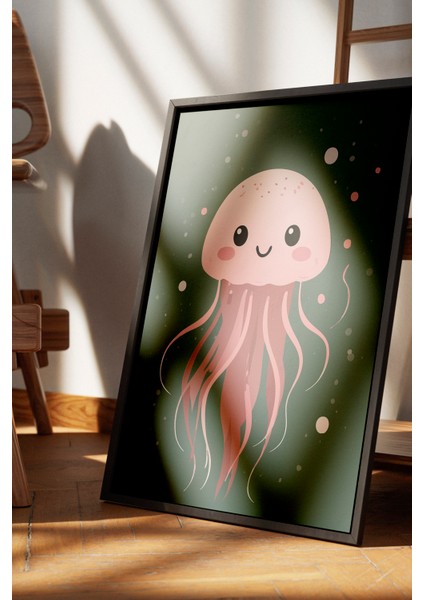 Siyah Çerçeveli Tablo, Sevimli Denizanası, Çocuk Odası Dekoru Poster No: 112444 fırsatları