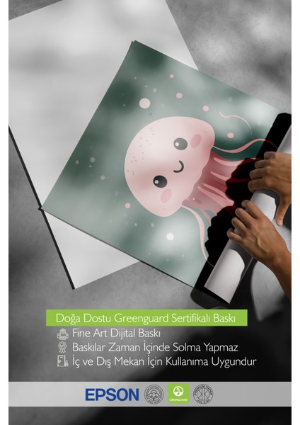 Siyah Çerçeveli Tablo, Sevimli Denizanası, Çocuk Odası Dekoru Poster No: 112444