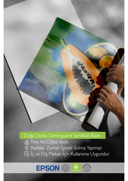 Beyaz Çerçeveli Tablo, Tropik Papaya – Egzotik Renkler, Mutfak Dekoru Poster No: 113220