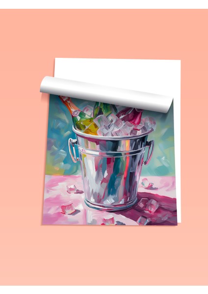 Ahşap Çerçeveli Tablo, Şampanya ve Buz Kovası – Kutlama Teması, Salon Dekoru Poster No: 113044 fiyatları