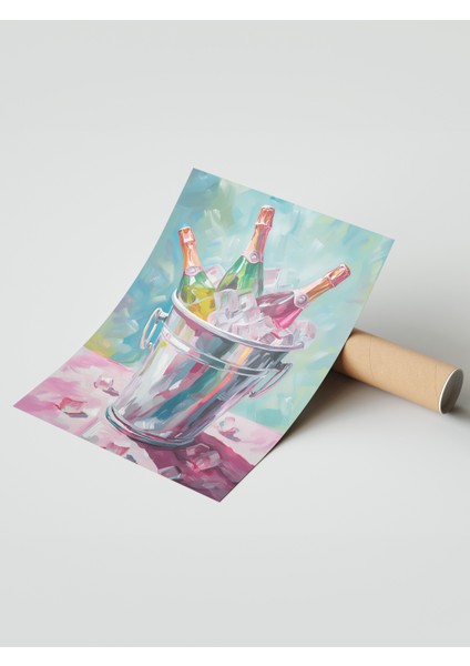 Ahşap Çerçeveli Tablo, Şampanya ve Buz Kovası – Kutlama Teması, Salon Dekoru Poster No: 113044 modelleri