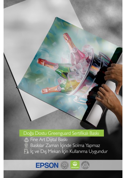 Ahşap Çerçeveli Tablo, Şampanya ve Buz Kovası – Kutlama Teması, Salon Dekoru Poster No: 113044