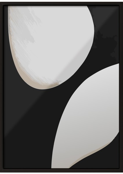 Siyah Çerçeveli Tablo, Minimal Siyah Beyaz Formlar, Ofis Dekoru Poster No: 112609