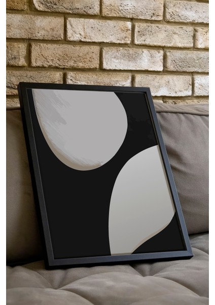 Siyah Çerçeveli Tablo, Minimal Siyah Beyaz Formlar, Ofis Dekoru Poster No: 112609 indirimleri