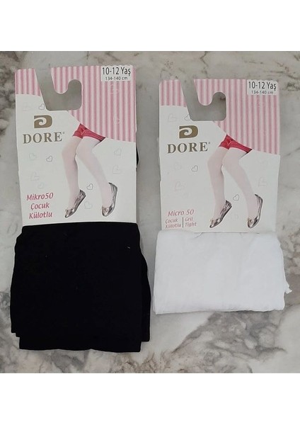 Kız Çocuk Micro 50 Den Külotlu Çorap 2'li Paket Siyah - Beyaz