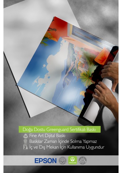 Beyaz Çerçeveli Tablo, Akdeniz Manzarası – Canlı Renkler, Salon Dekoru Poster No: 112911