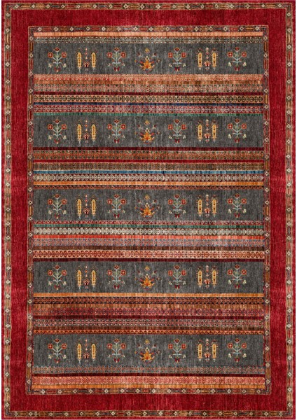 | Vintage Eskitme Tarz Otantik Minimalist Kırmızı-Turuncu-Gri| Yıkanabilir Halı fırsatları
