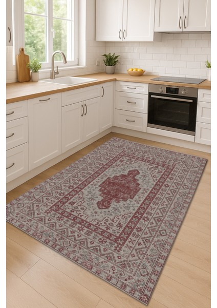 |vintage Etnik Otantik Salon Mutfak Halısı Floral Bordo-Gri|yıkanabilir Halı fırsatları