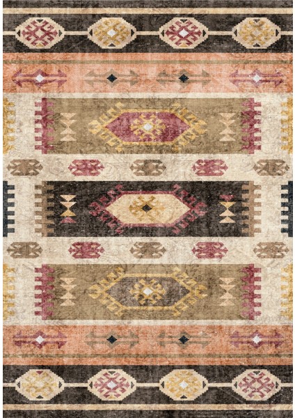 | Vintage Eskitme Tarz Otantik Minimalist Desen Krem-Kahve | Yıkanabilir Halı fırsatları