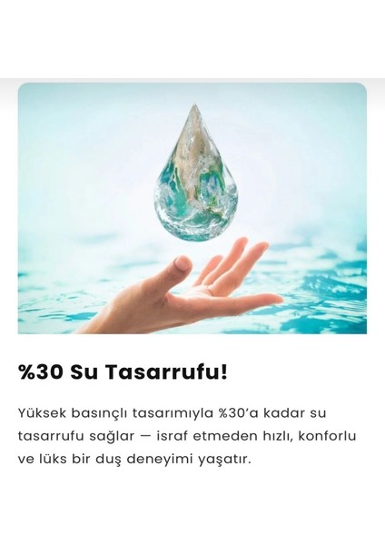 Kireç Önleyici Özellikli Turbo Basınçlı Su Tasarruflu Duş Başlığı 5 Adet Yedek Filtreli