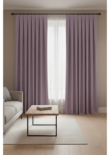 Taç Narden Lila Sade Soft Fon Perde 1x3 Sık Pile