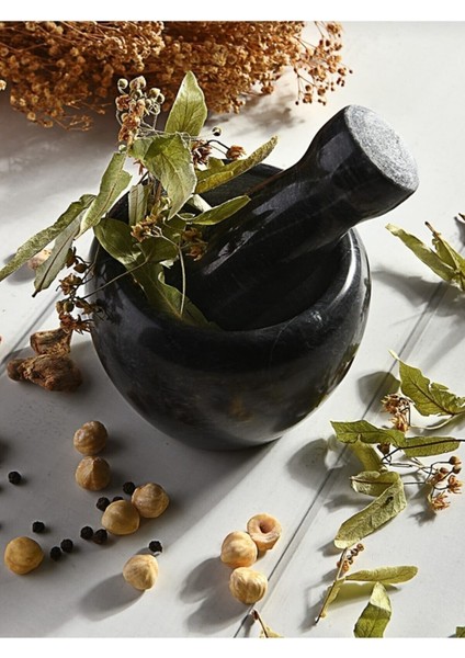 Mithra Life Lüks Doğal Desenli Koyu Gri Mermer Oyma Havan ve Tokmak MIT1251