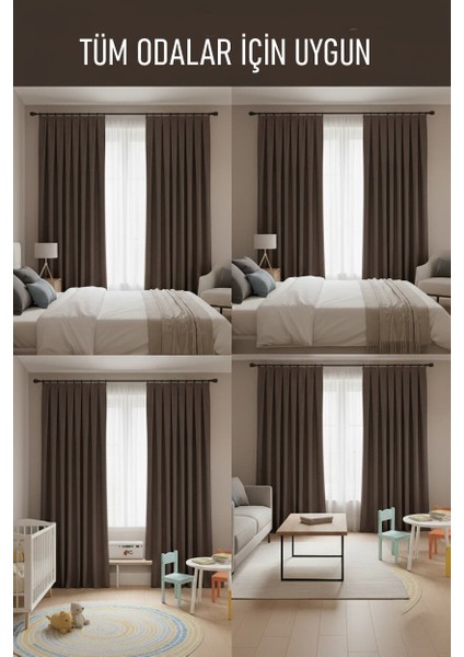 Taç Narden Acı Kahve Sade Soft Fon Perde 1x3 Sık Pile fırsatları