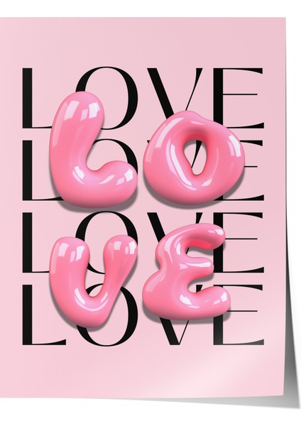 Çerçevesiz Poster, Love Yazısı – Modern Tipografi, Çalışma Odası Dekoru Poster No: 112979