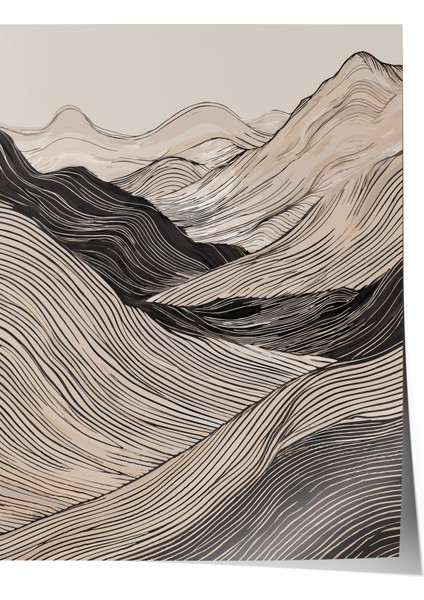 Çerçevesiz Poster, Minimal Dağ Manzarası, Salon Dekoru Poster No: 112506