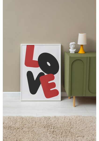 Beyaz Çerçeveli Tablo, Love Tipografi – Cesur Tasarım, Genç Odası Dekoru Poster No: 112934 fırsatları