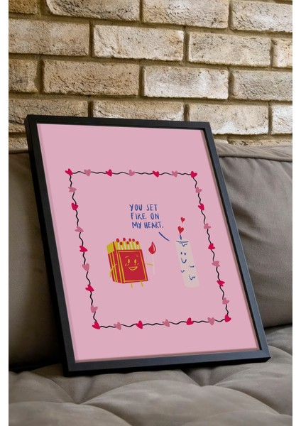 Siyah Çerçeveli Tablo,minimal Aşk Illüstrasyonu – Pembe Tonlar, Genç Odası Dekoru Poster No: 112941 indirimleri
