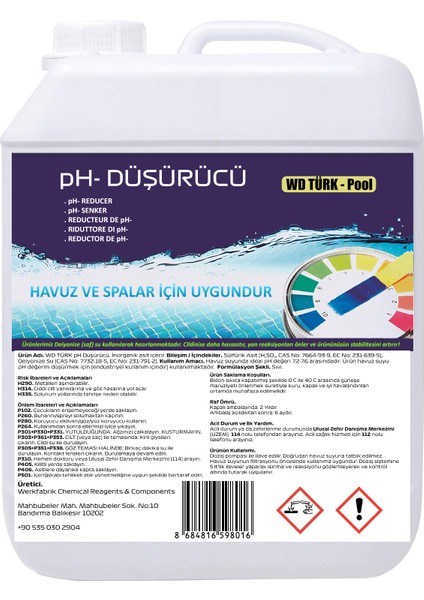 Havuz Suyu Ph Düşürücü 12 kg Sıvı