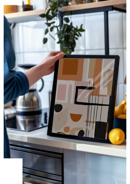 Siyah Çerçeveli Tablo, Retro Geometrik Desen – Modern Tasarım, Ofis Dekoru Poster No: 112837 modelleri