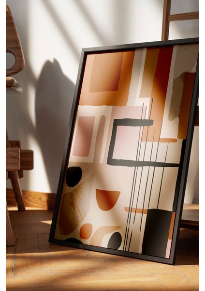 Siyah Çerçeveli Tablo, Retro Geometrik Desen – Modern Tasarım, Ofis Dekoru Poster No: 112837 fırsatları