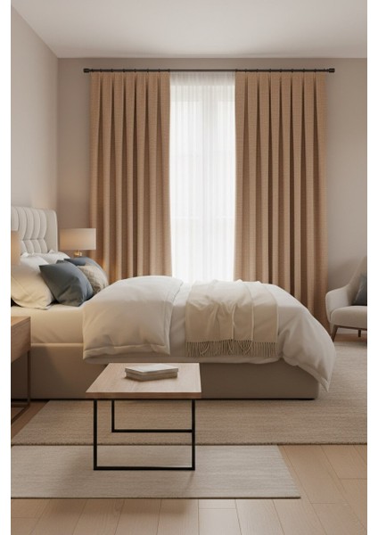 Taç Narden Sütlü Kahve Sade Soft Fon Perde 1x3 Sık Pile fiyatları