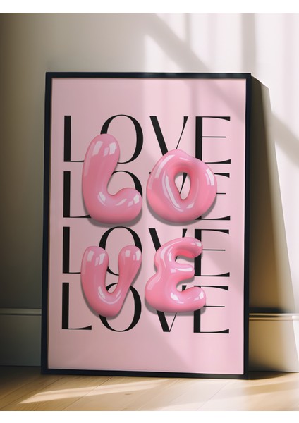Siyah Çerçeveli Tablo, Love Yazısı – Modern Tipografi, Çalışma Odası Dekoru Poster No: 112979 fiyatları