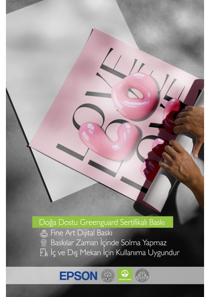 Siyah Çerçeveli Tablo, Love Yazısı – Modern Tipografi, Çalışma Odası Dekoru Poster No: 112979