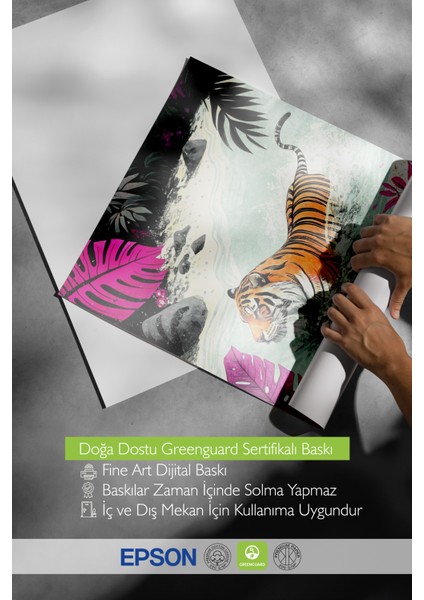 Çerçevesiz Poster, Tropik Kaplan – Renkli Çizim, Genç Odası Dekoru Poster No: 113125