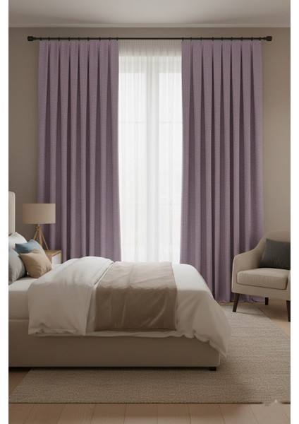 Taç Narden Lila Sade Soft Fon Perde 1x3 Sık Pile modelleri