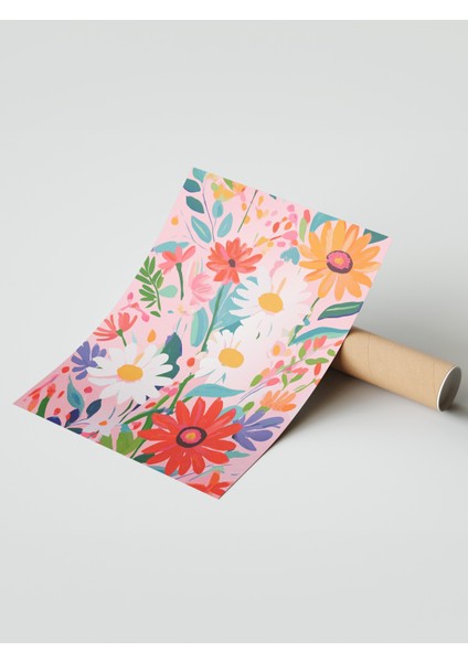 Çerçevesiz Poster, Renkli Çiçek Deseni, Salon Dekoru Poster No: 112509 modelleri