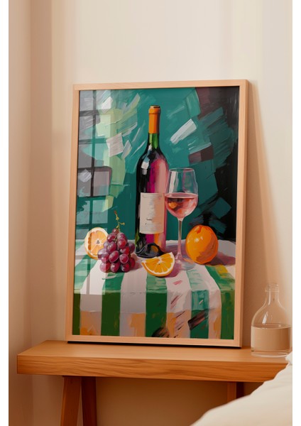 Ahşap Çerçeveli Tablo, Şarap ve Mandalina – Davet Sofrası, Salon Dekoru Poster No: 113240 fiyatları
