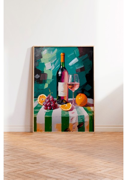 Ahşap Çerçeveli Tablo, Şarap ve Mandalina – Davet Sofrası, Salon Dekoru Poster No: 113240 modelleri