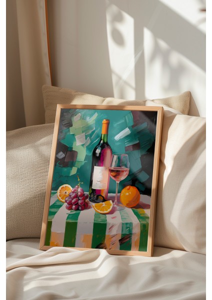 Ahşap Çerçeveli Tablo, Şarap ve Mandalina – Davet Sofrası, Salon Dekoru Poster No: 113240 indirimleri