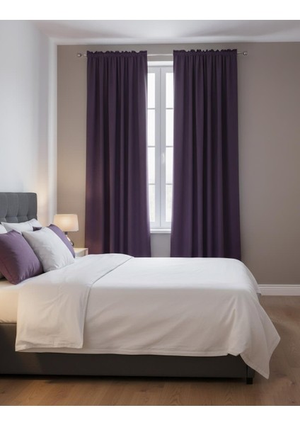 Taç Narden Mor Sade Soft Fon Perde 1x3 Sık Pile fiyatları