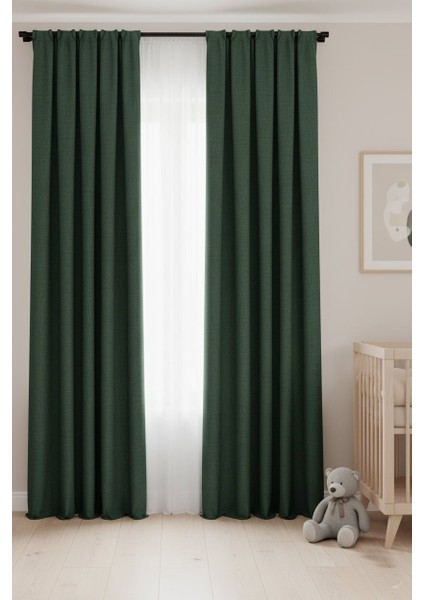 Taç Narden Çimen Yeşili Sade Soft Fon Perde 1x3 Sık Pile fırsatları